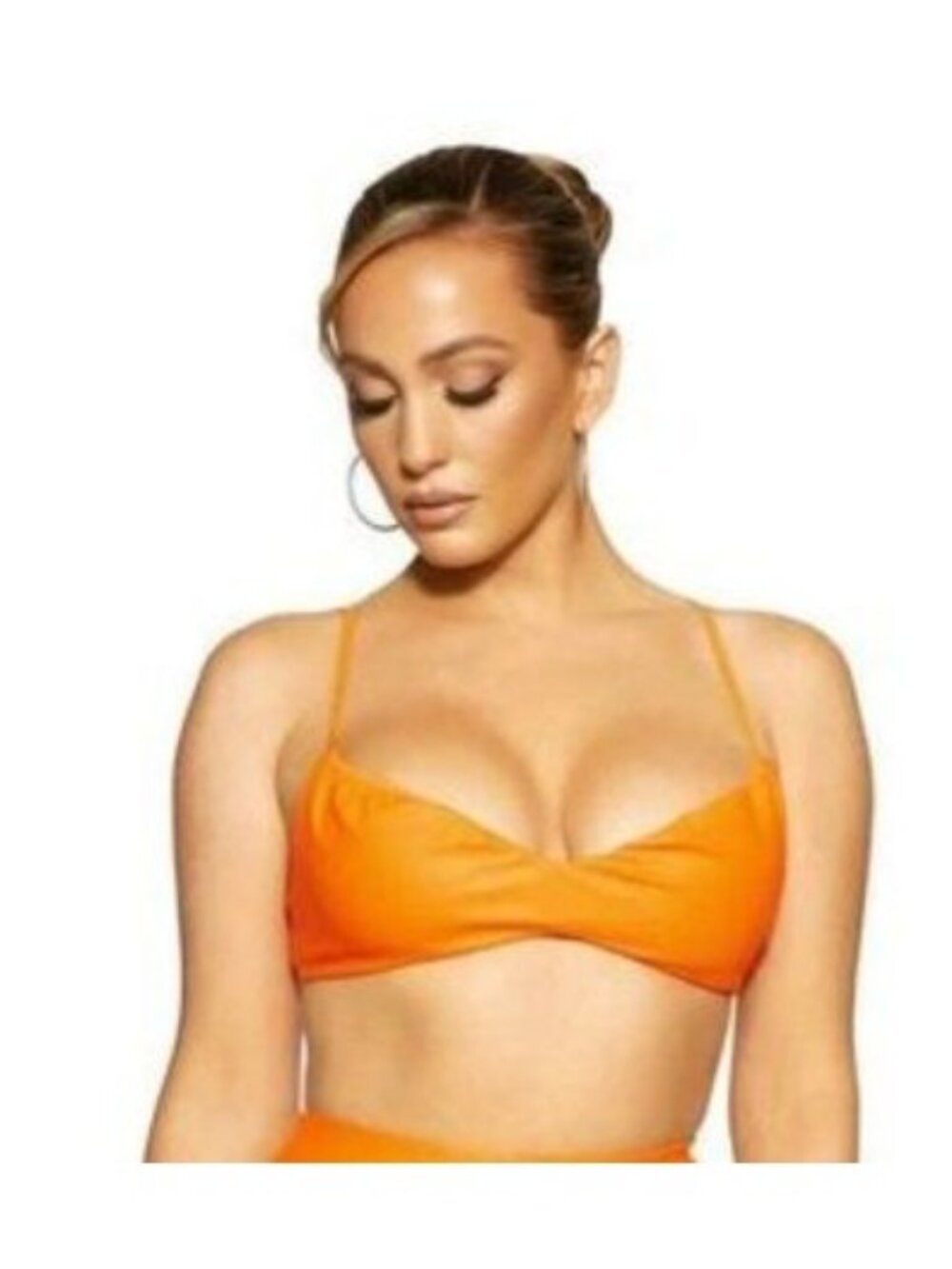 Naked Wardrobe Orange Vegan Leather Bralette Women's Size Large New With Tags!